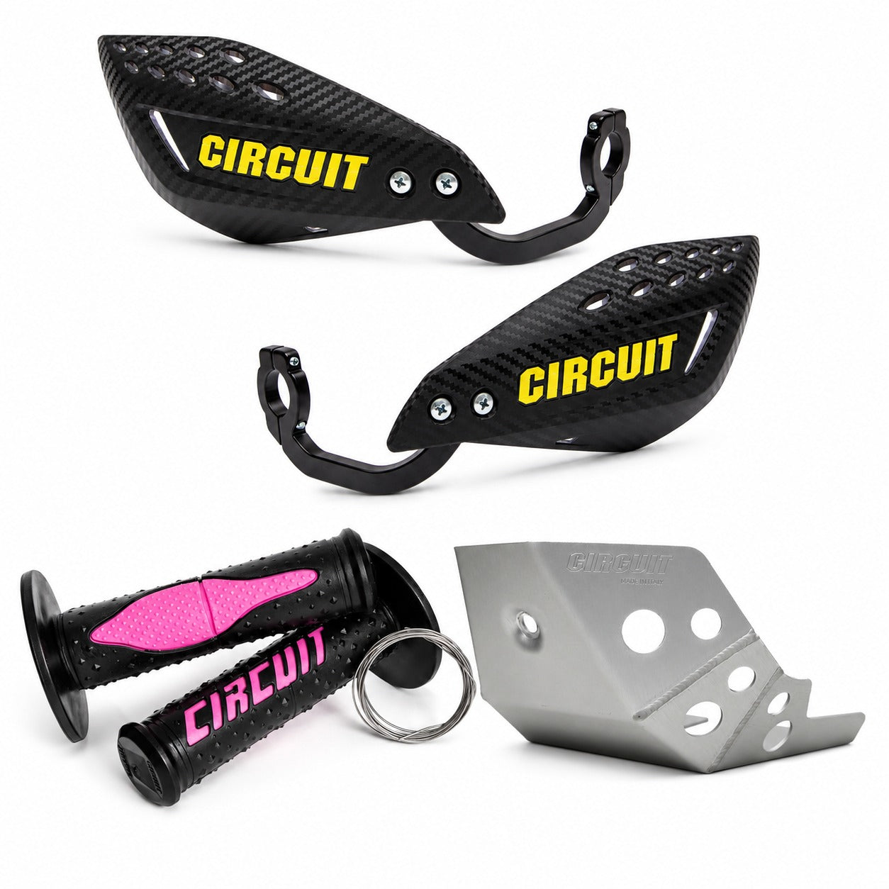 Kit Mãe Trilheira - Protetor de Mão Vector Nylon + Manopla Electra Racing + Protetor de Motor